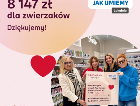 Pomagamy jak umiemy w Pile: ponad 8 tysięcy złotych dla zwierzaków